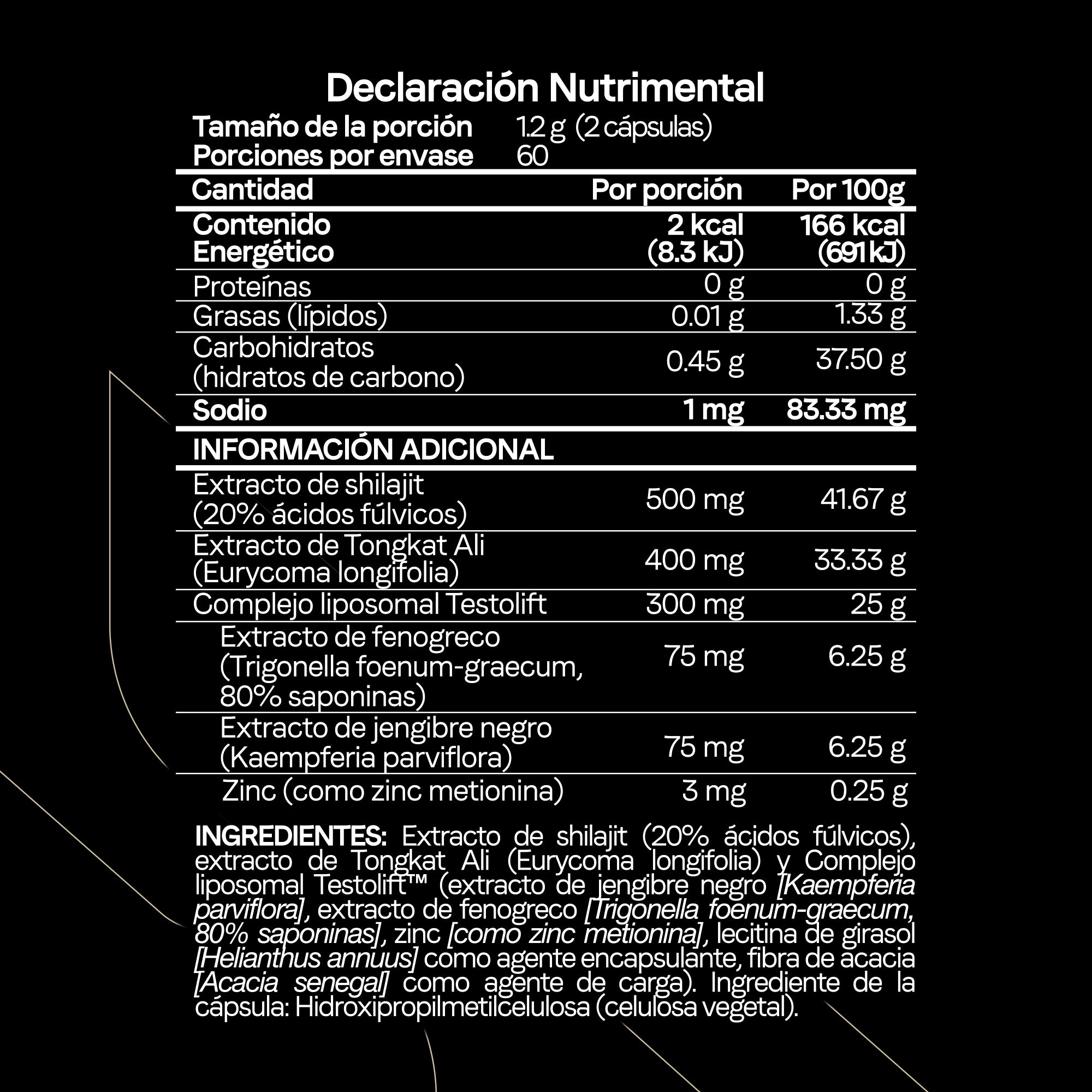 TestoFuel Con Shilajit, Tongkat Ali Y Zinc Liposomal