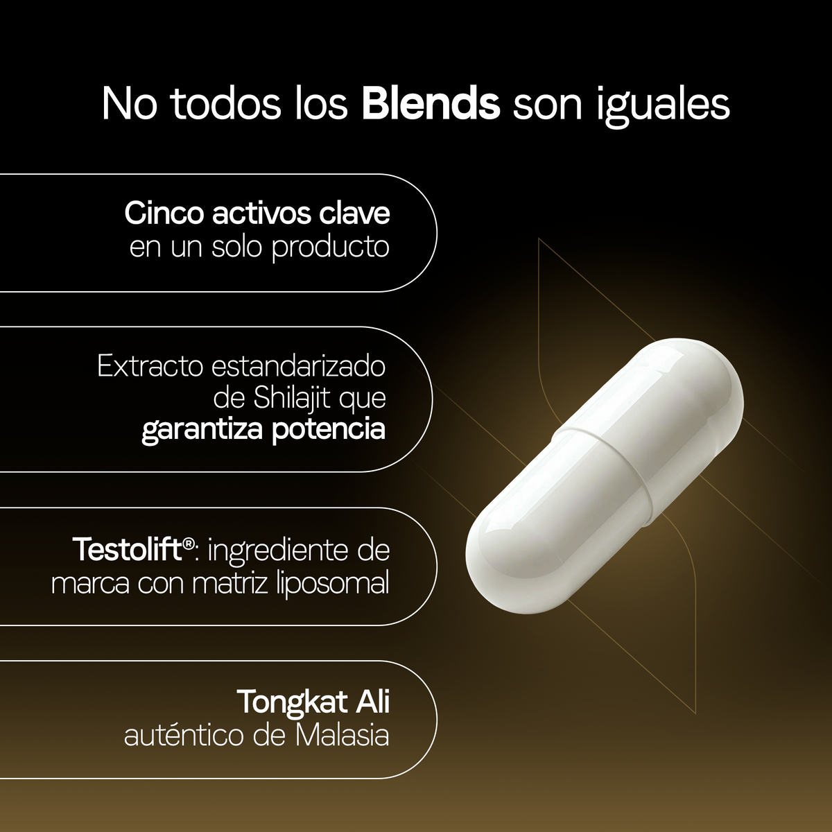Testolift Fórmula de Energía y Vitalidad con Shilajit, Zinc | Certificado FST | 120 Cápsulas Veganas | 2 Meses