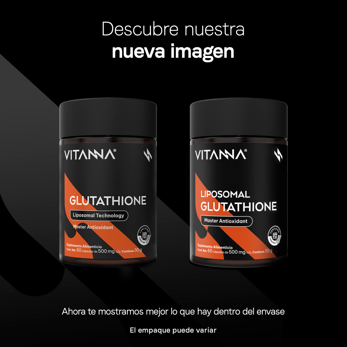 Glutatión Liposomal 500 mg | 200 mg de L-Glutatión por Cápsula | Certificado FST | Antioxidante Celular | 60 Cápsulas | 2 Meses