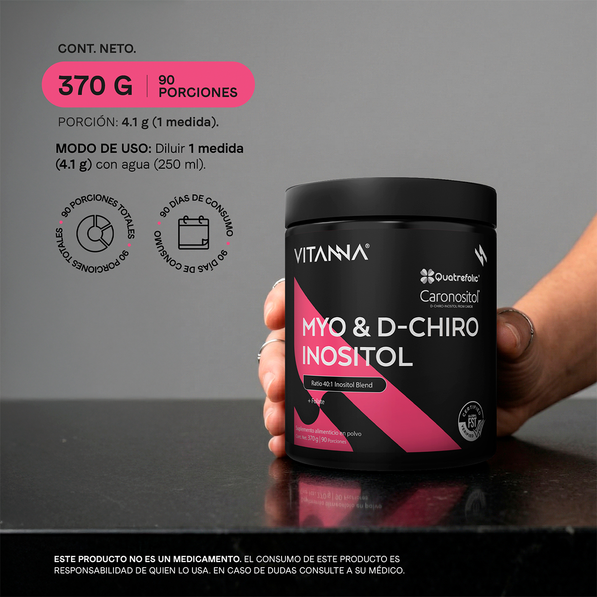 Inositol en Polvo Vitanna - Modo de uso 1 porción diaria disuelta en agua