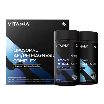 AM/PM Magnesium Complex Magnesio Malato Citrato Bisglicinato y Marino Simag con L-Teanina Día y Noche Verificado FST 240 Cápsulas 2 Meses
