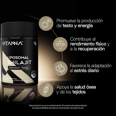 Shilajit Liposomal 500 mg | Ácido Fúlvico y Minerales Iónicos | Certificado FST | Adaptógeno Himalayo | 60 Cápsulas | 2 Meses