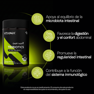 Tribiotics Probióticos, Prebióticos y Posbióticos | 60 Mil Millones de UFC | Fórmula 3 en 1 con 11 Cepas | Certificado FST | Equilibrio Intestinal | 120 Cápsulas | 2 Meses