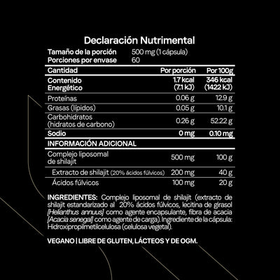 Himalayan Shilajit Liposomal con Ácido Fúlvico y Minerales Iónicos