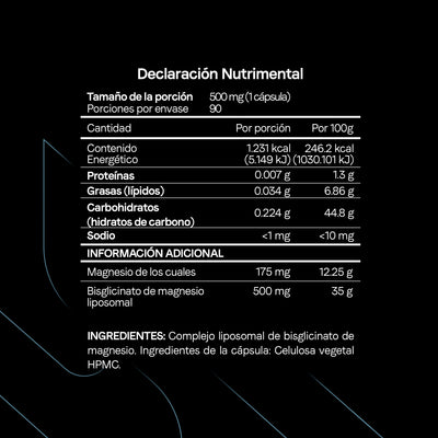 Bisglicinato de Magnesio 500 mg | Fórmula con Tecnología Liposomal