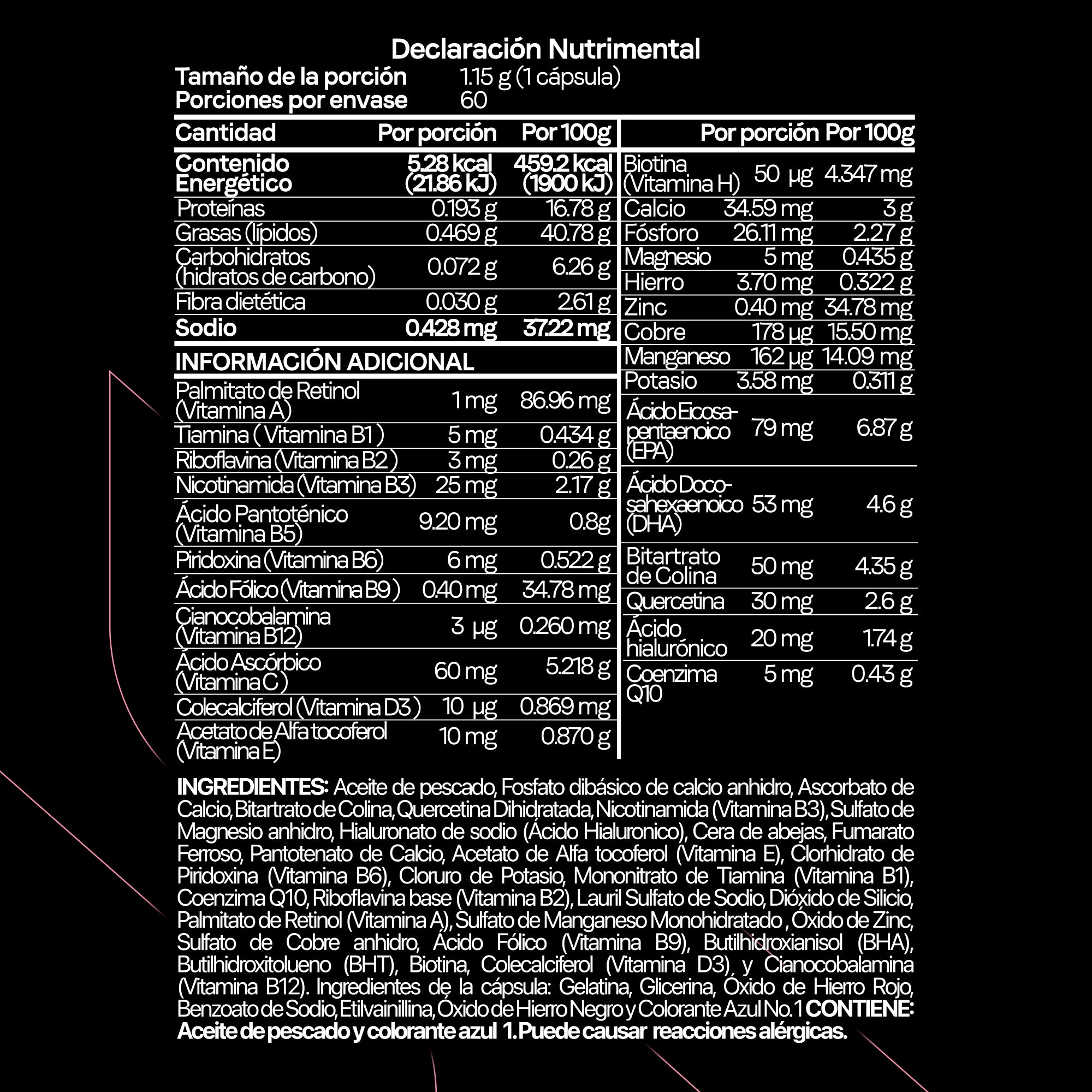 Multivitamínico para Mujer con CoQ10, Biotina, Ácido Hialurónico y Omega 3
