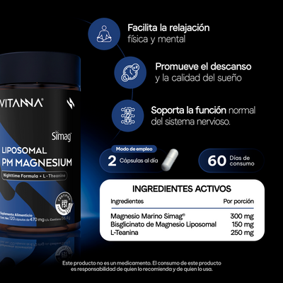 AM/PM Magnesium Complex Magnesio Malato Citrato Bisglicinato y Marino Simag con L-Teanina Día y Noche Verificado FST 240 Cápsulas 2 Meses