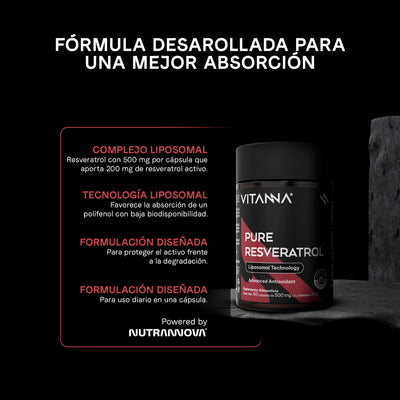 Resveratrol Liposomal 500 mg | 200 mg de Resveratrol por Cápsula | Certificado FST | Antioxidante Celular | 60 Cápsulas | 2 Meses