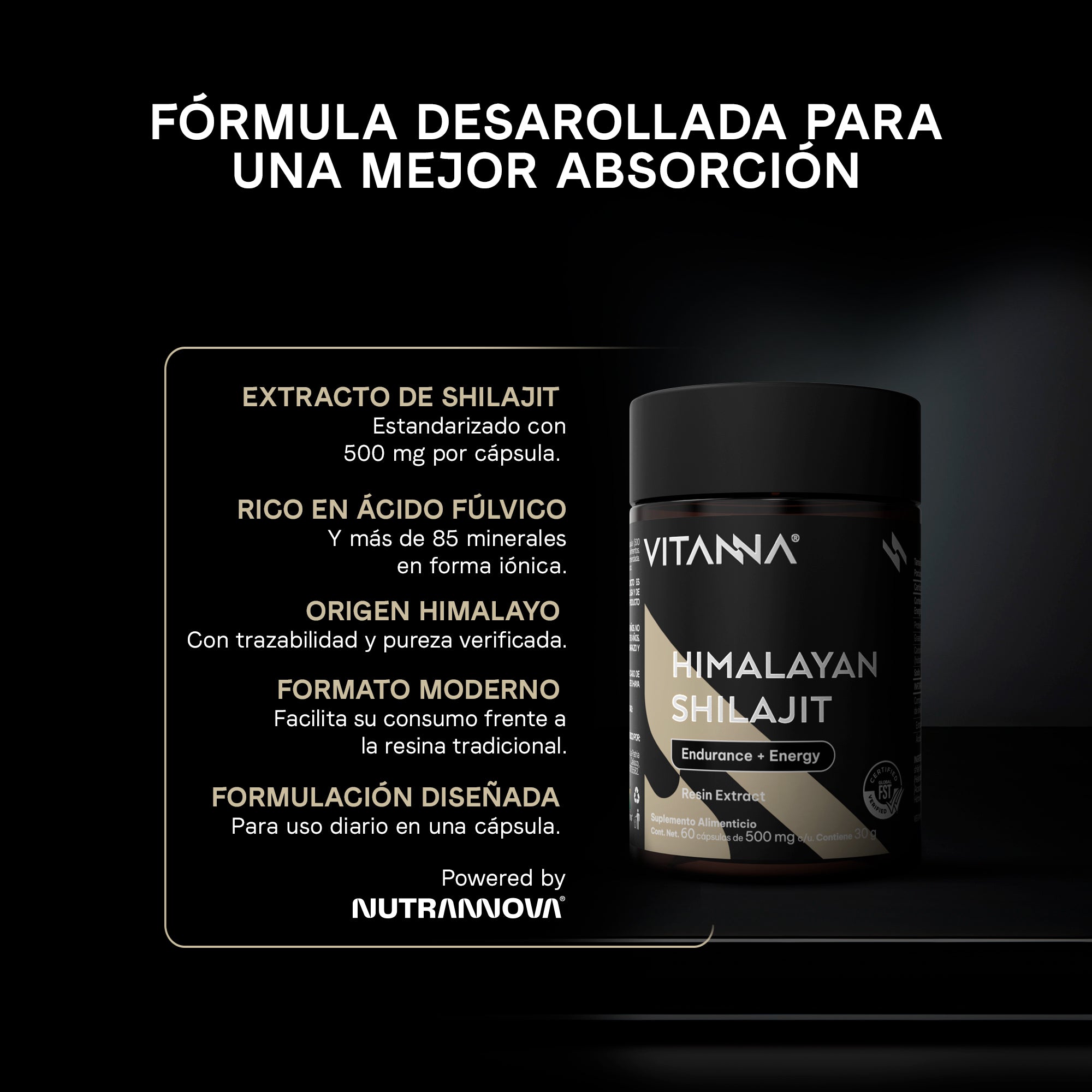 Himalayan Shilajit Liposomal con Ácido Fúlvico y Minerales Iónicos