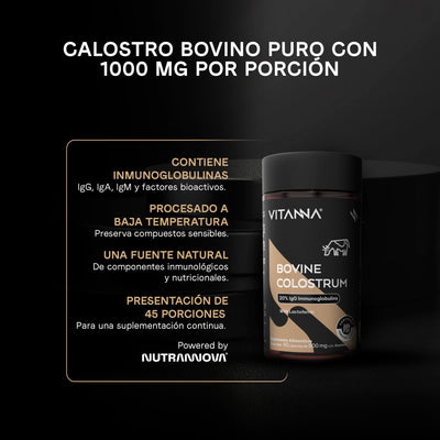 Calostro Bovino con 20% de Inmunoglobulinas Y Factores de Crecimiento Bioactivos