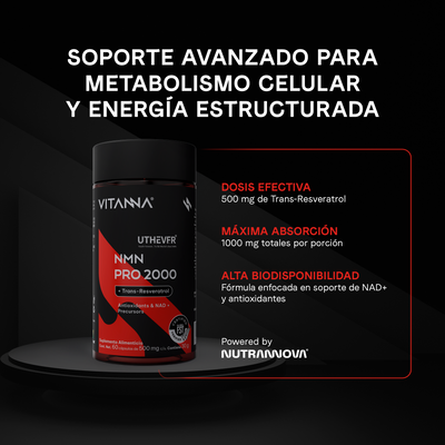NMN PRO 2000 vs otros suplementos - Diferenciadores fórmula vegana sin GMO Vitanna