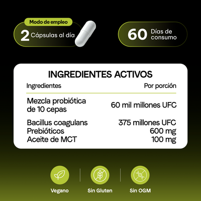 Tribiotics Probióticos, Prebióticos y Posbióticos | 60 Mil Millones de UFC | Fórmula 3 en 1 con 11 Cepas | Certificado FST | Equilibrio Intestinal | 120 Cápsulas | 2 Meses