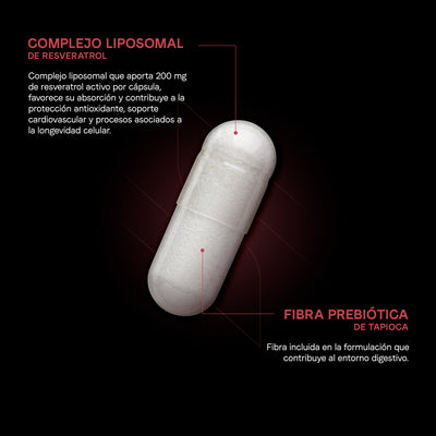 Resveratrol Liposomal 500 mg | 200 mg de Resveratrol por Cápsula | Certificado FST | Antioxidante Celular | 60 Cápsulas | 2 Meses