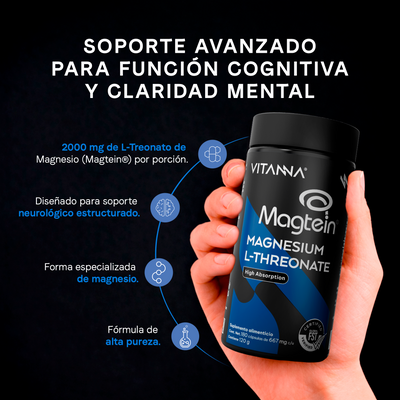 Magnesio L-Treonato Magtein® | Magnesio de Alta Absorción |  Apoyo Cognitivo y Bienestar Mental