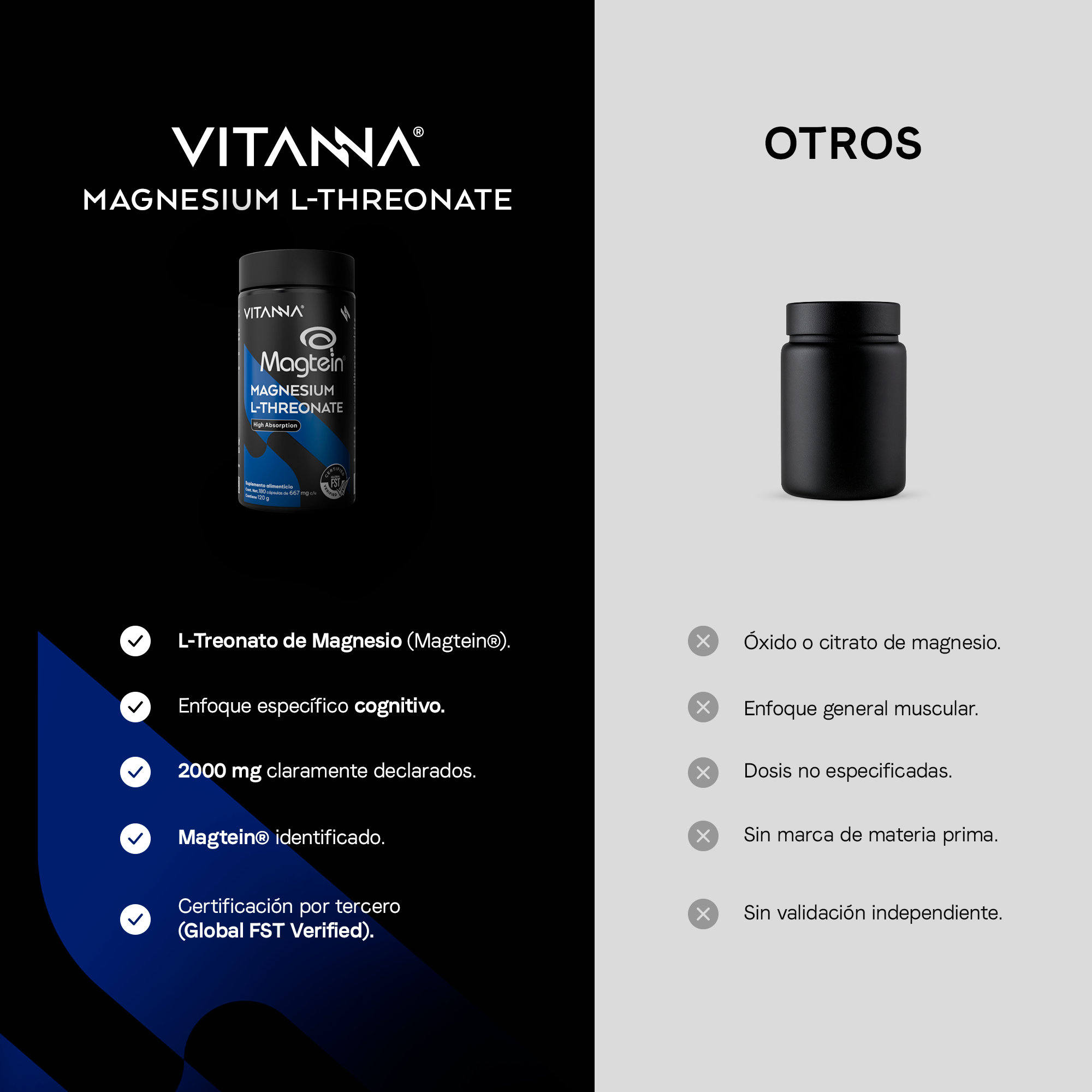 Magnesio L-Treonato Magtein® | Magnesio de Alta Absorción |  Apoyo Cognitivo y Bienestar Mental
