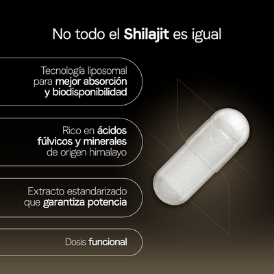 Shilajit Liposomal 500 mg | Ácido Fúlvico y Minerales Iónicos | Certificado FST | Adaptógeno Himalayo | 60 Cápsulas | 2 Meses