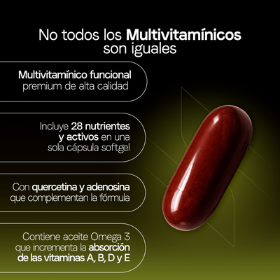 Multivitamínico Premium con Omega 3 | Quercetina y Adenosina |  60 Softgels | 2 Meses