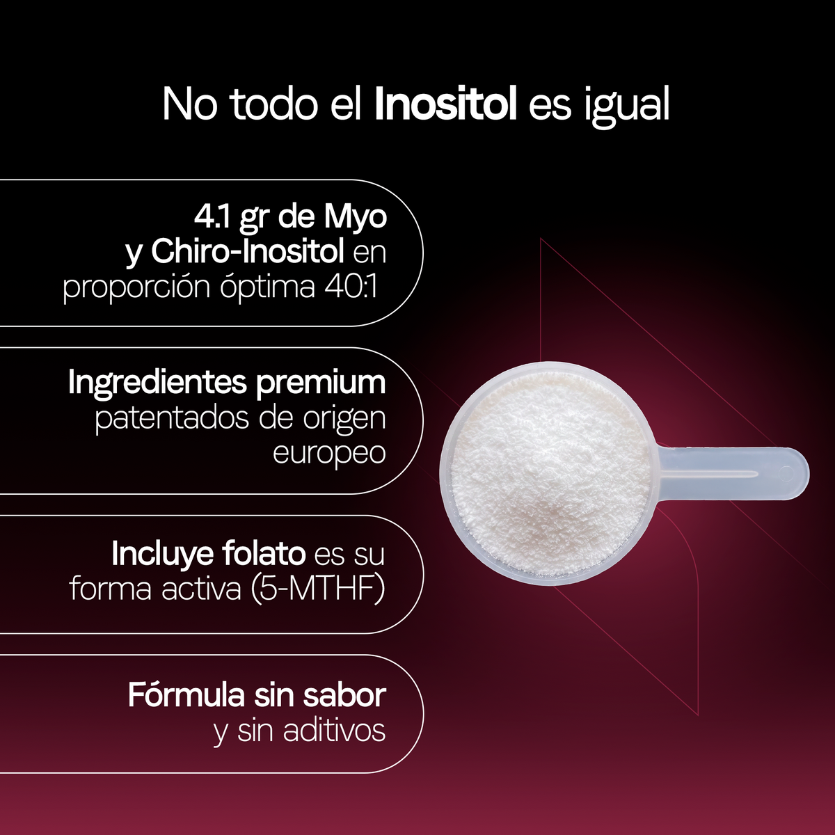Inositol en Polvo 40:1 Myo-Inositol y D-Chiro | Caronositol® y Quatrefolic® Folato 5-MTHF |Bienestar Femenino | Vegano | 90 Porciones | 3 Meses | 369 g