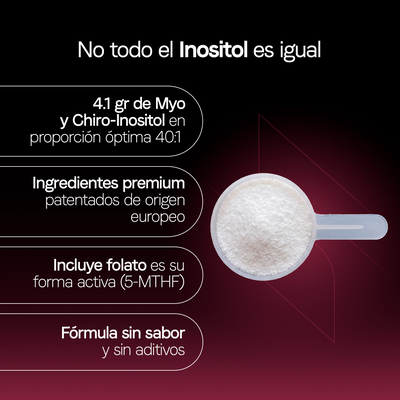 Inositol en Polvo 40:1 Myo-Inositol y D-Chiro | Caronositol® y Quatrefolic® Folato 5-MTHF |Bienestar Femenino | Vegano | 90 Porciones | 3 Meses | 369 g
