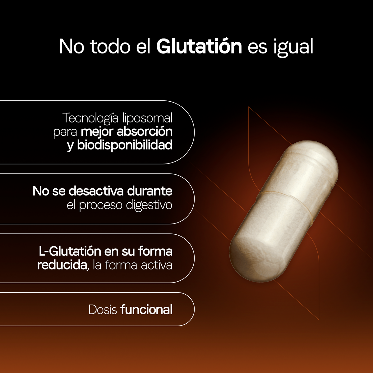 Glutatión Liposomal 500 mg | 200 mg de L-Glutatión por Cápsula | Certificado FST | Antioxidante Celular | 60 Cápsulas | 2 Meses