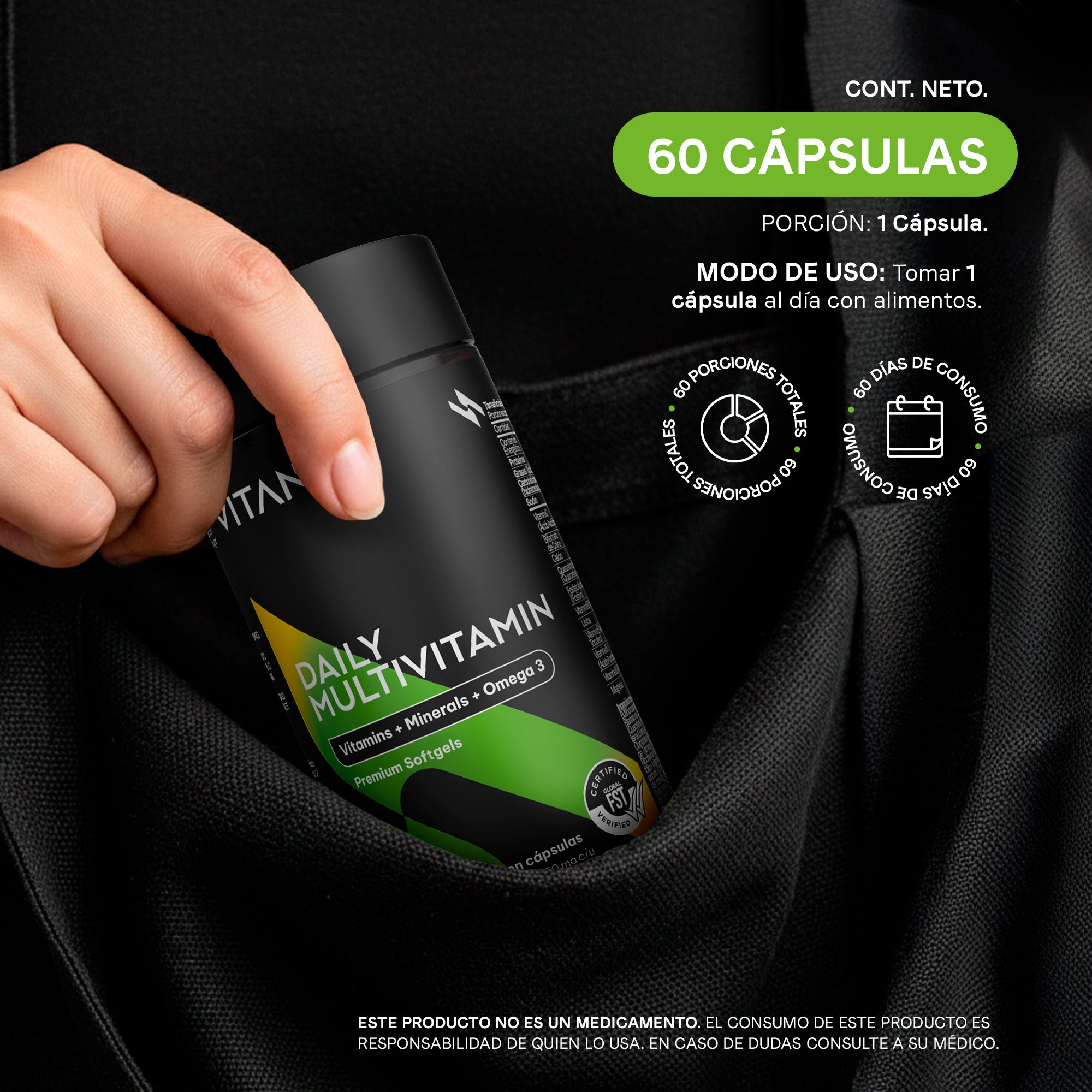 Multivitamínico Premium Con Omega 3 | Vitaminas, Minerales, Quercetina, Adenosina | Para Hombres Y Mujeres