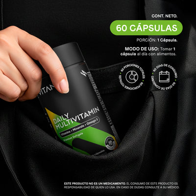 Multivitamínico Premium Con Omega 3 | Vitaminas, Minerales, Quercetina, Adenosina | Para Hombres Y Mujeres