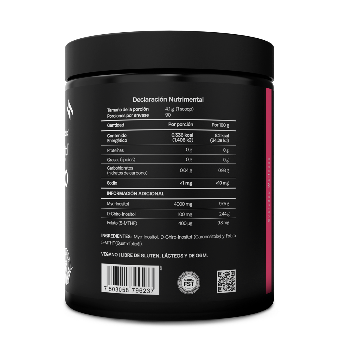 Inositol en Polvo 40:1 Myo-Inositol y D-Chiro | Caronositol® y Quatrefolic® Folato 5-MTHF |Bienestar Femenino | Vegano | 90 Porciones | 3 Meses | 369 g