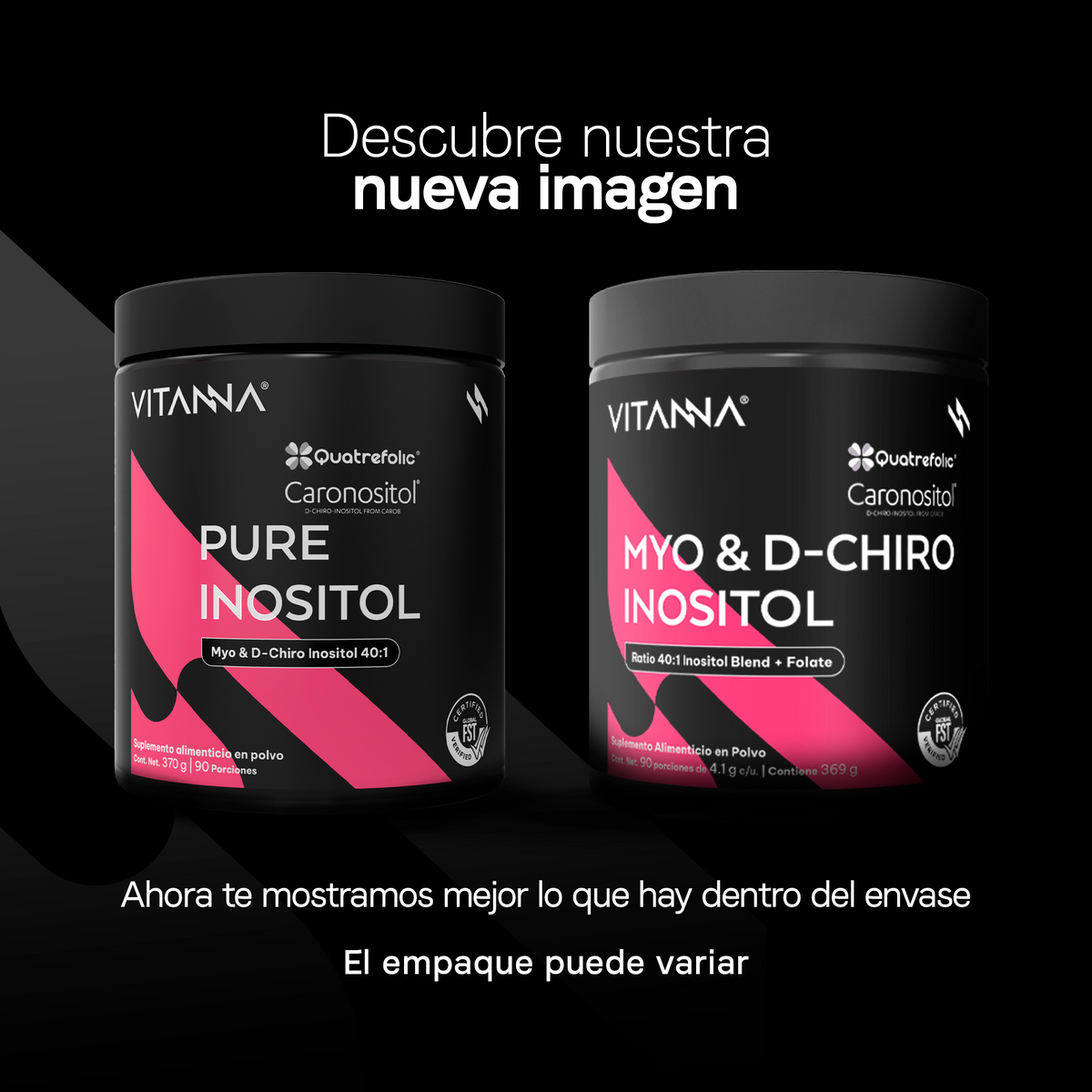 Inositol en Polvo 40:1 Myo-Inositol y D-Chiro | Caronositol® y Quatrefolic® Folato 5-MTHF |Bienestar Femenino | Vegano | 90 Porciones | 3 Meses | 369 g