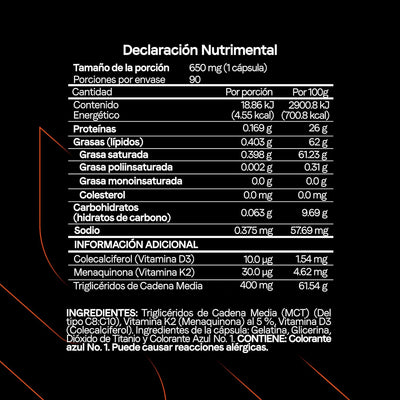 Vitamina D3 más K2 con MCT Oil