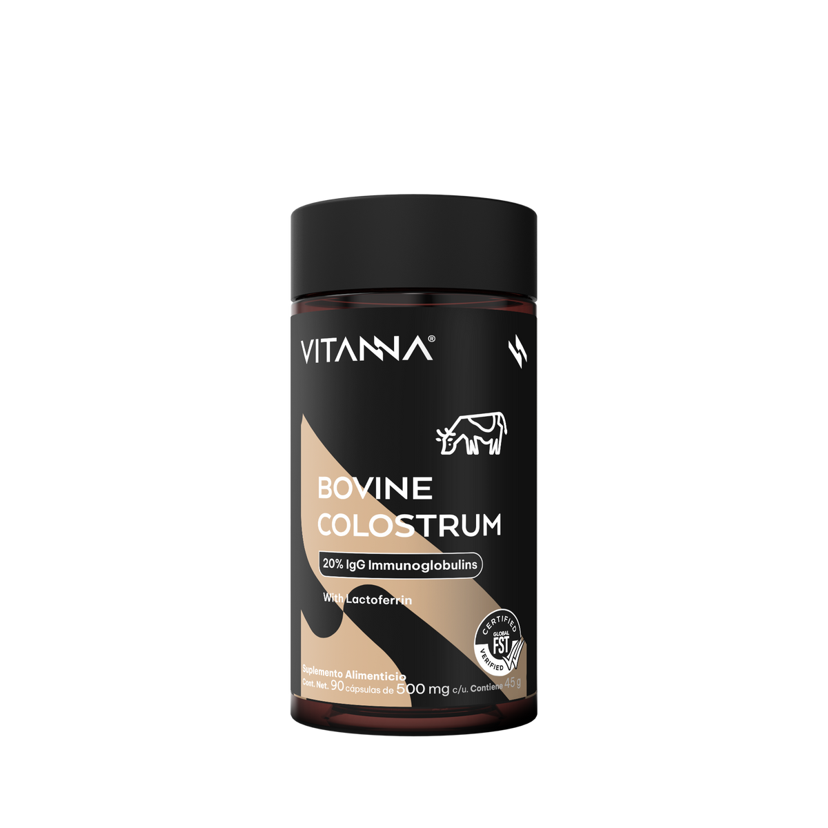Calostro Bovino | Inmunoglobulinas IgG Naturales | 1000 mg por Porción | Certificado FST | Inmunidad Activa | 90 Cápsulas | 45 Días