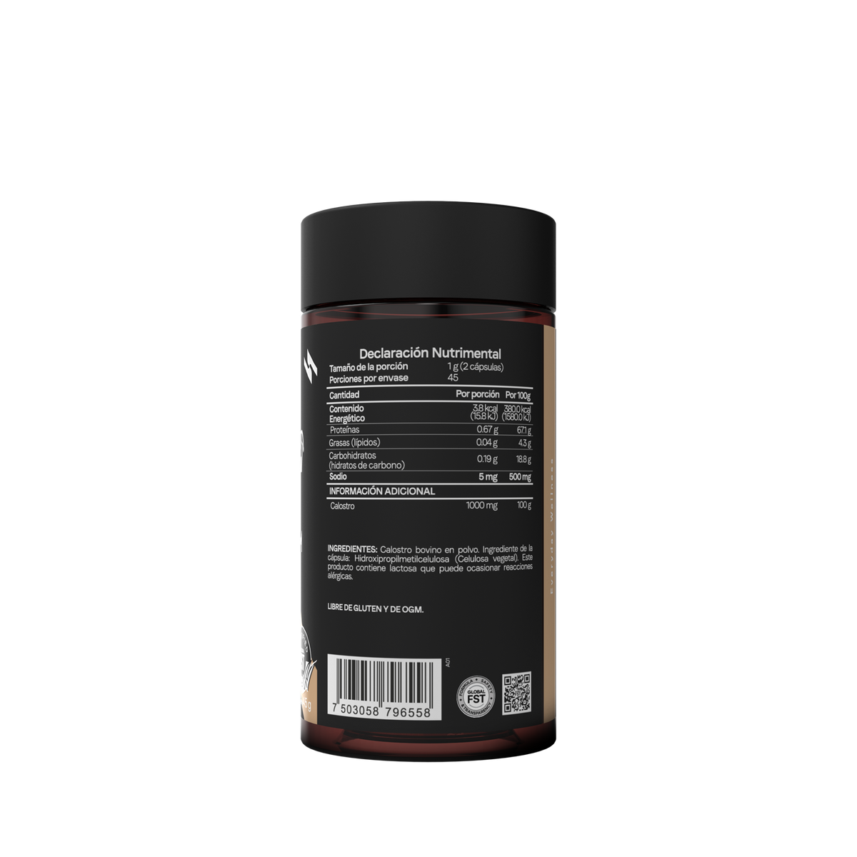 Calostro Bovino | Inmunoglobulinas IgG Naturales | 1000 mg por Porción | Certificado FST | Inmunidad Activa | 90 Cápsulas | 45 Días