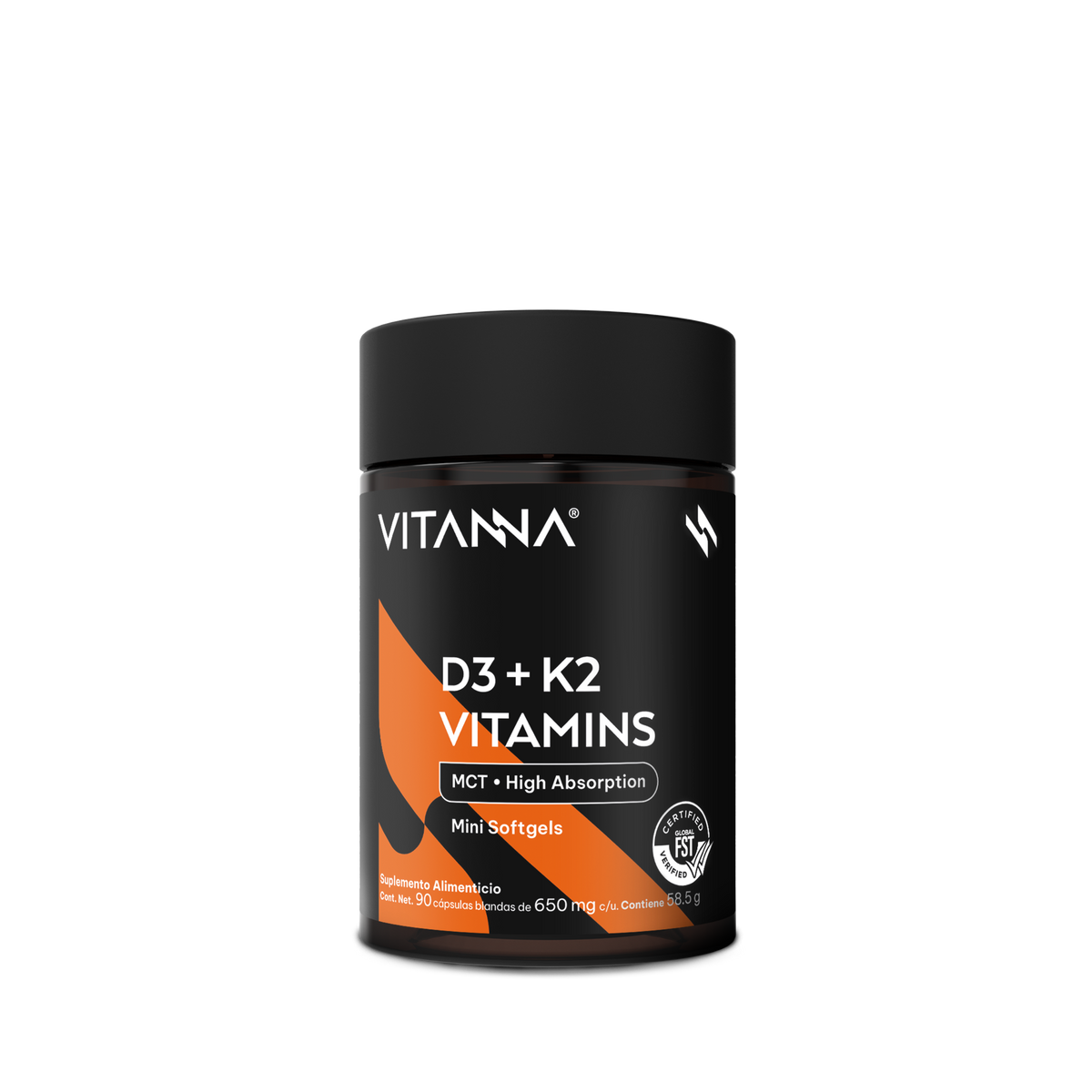Vitamina D3 400 UI + K2 MK-7 30 mcg con Aceite MCT | 90 Softgels | 3 Meses