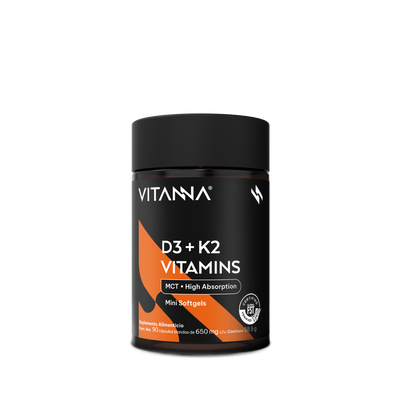 Vitamina D3 400 UI + K2 MK-7 30 mcg con Aceite MCT | 90 Softgels | 3 Meses