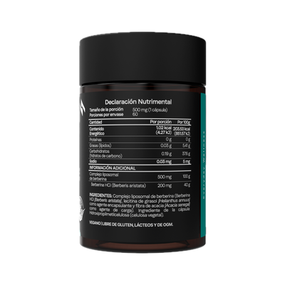 Berberina Liposomal 500 mg |  Alta Absorción Verificado | Origen Botánico | Bienestar Metabólico | 60 Cápsulas 2 Meses