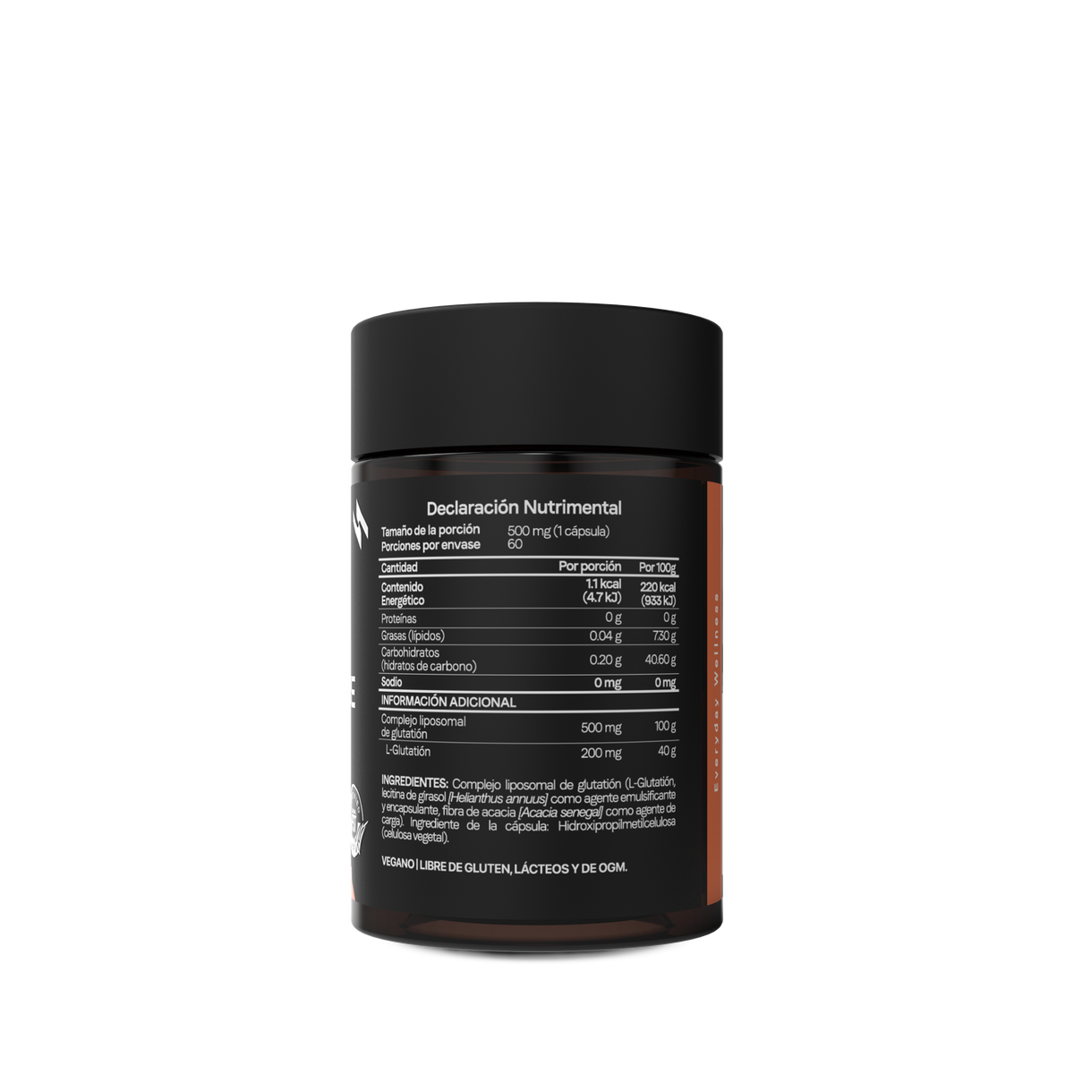 Glutatión Liposomal 500 mg | 200 mg de L-Glutatión por Cápsula | Certificado FST | Antioxidante Celular | 60 Cápsulas | 2 Meses