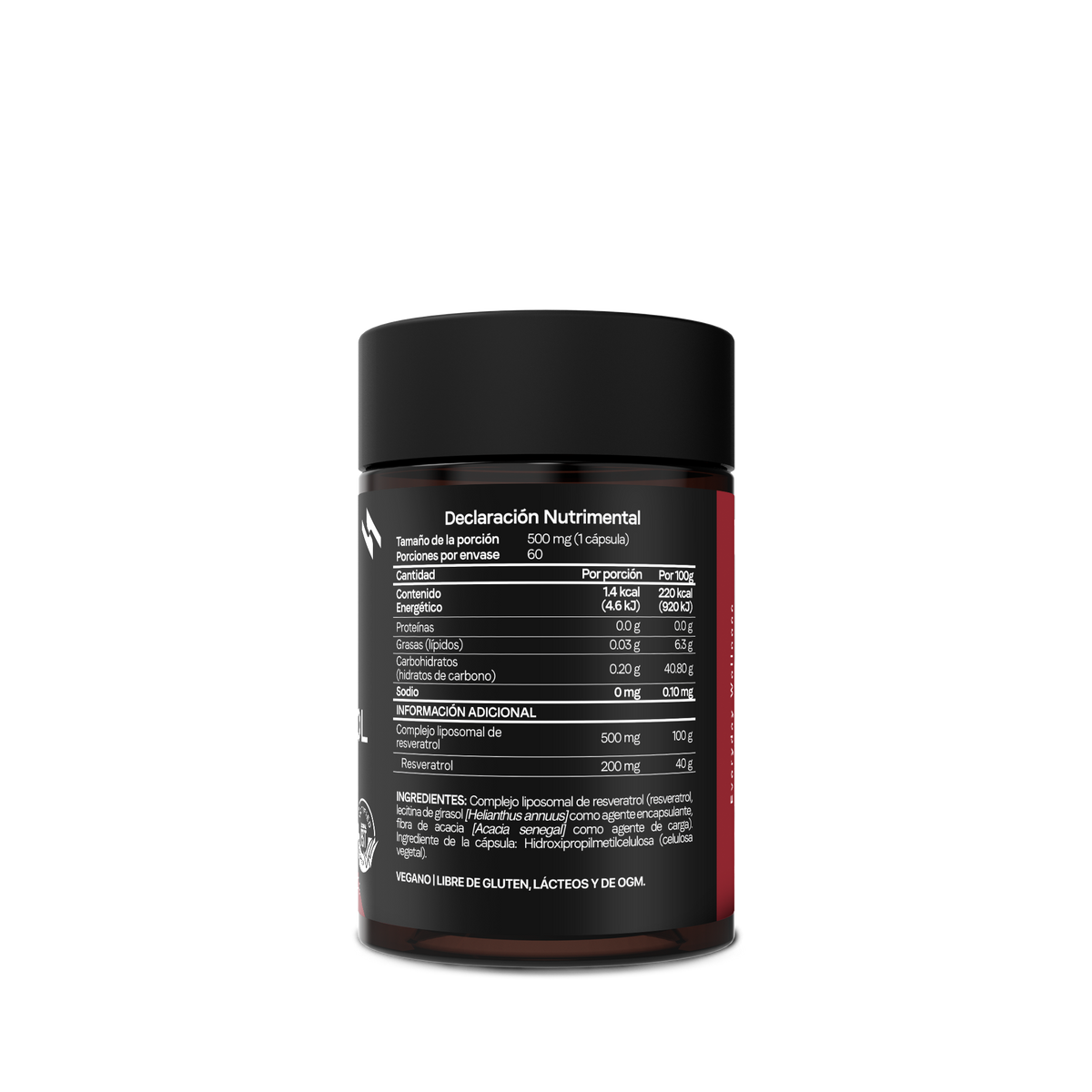 Resveratrol Liposomal 500 mg | Polifenol de Origen Vegetal | 60 Cápsulas | 2 Meses
