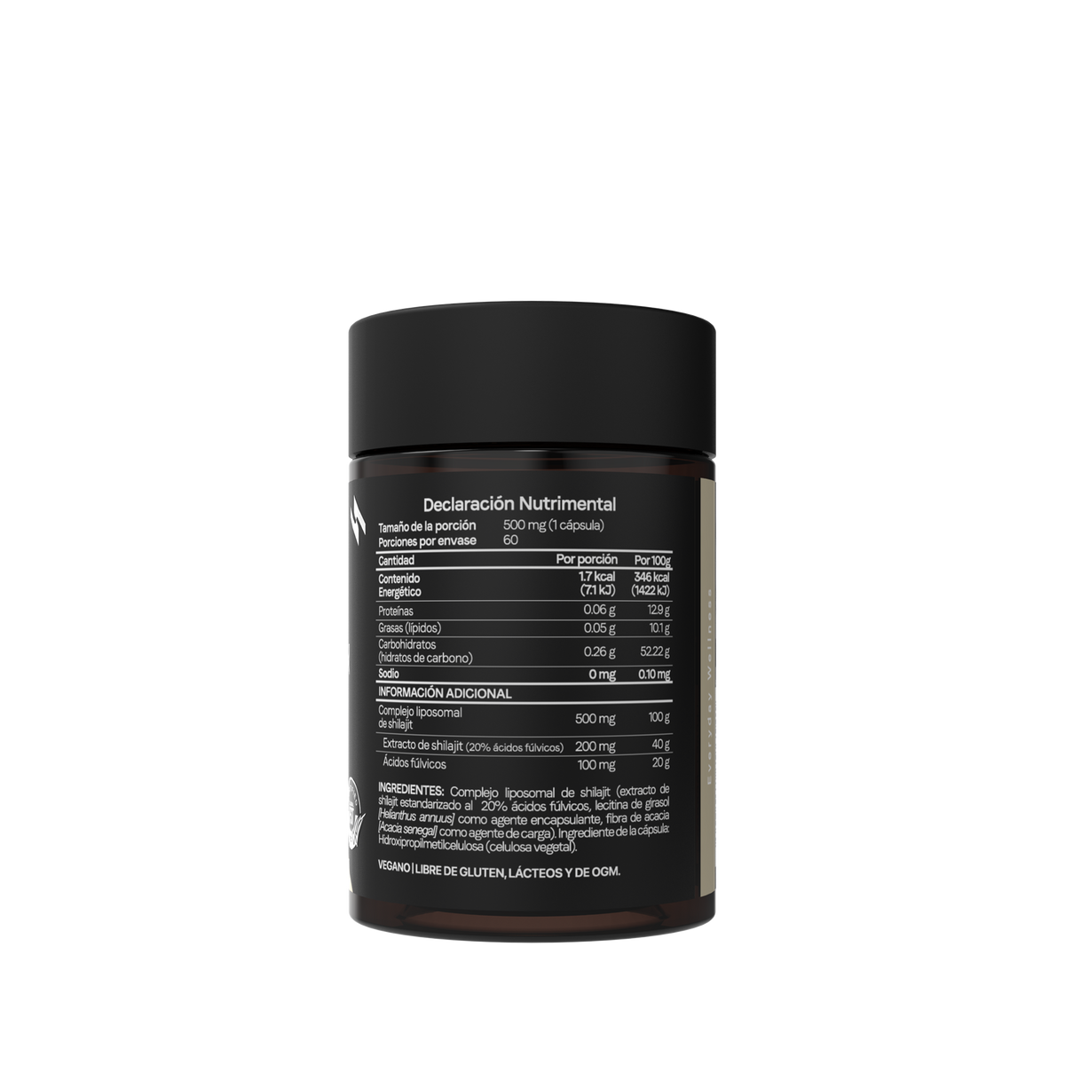 Shilajit Liposomal 500 mg | Ácido Fúlvico y Minerales Iónicos | Certificado FST | Adaptógeno Himalayo | 60 Cápsulas | 2 Meses