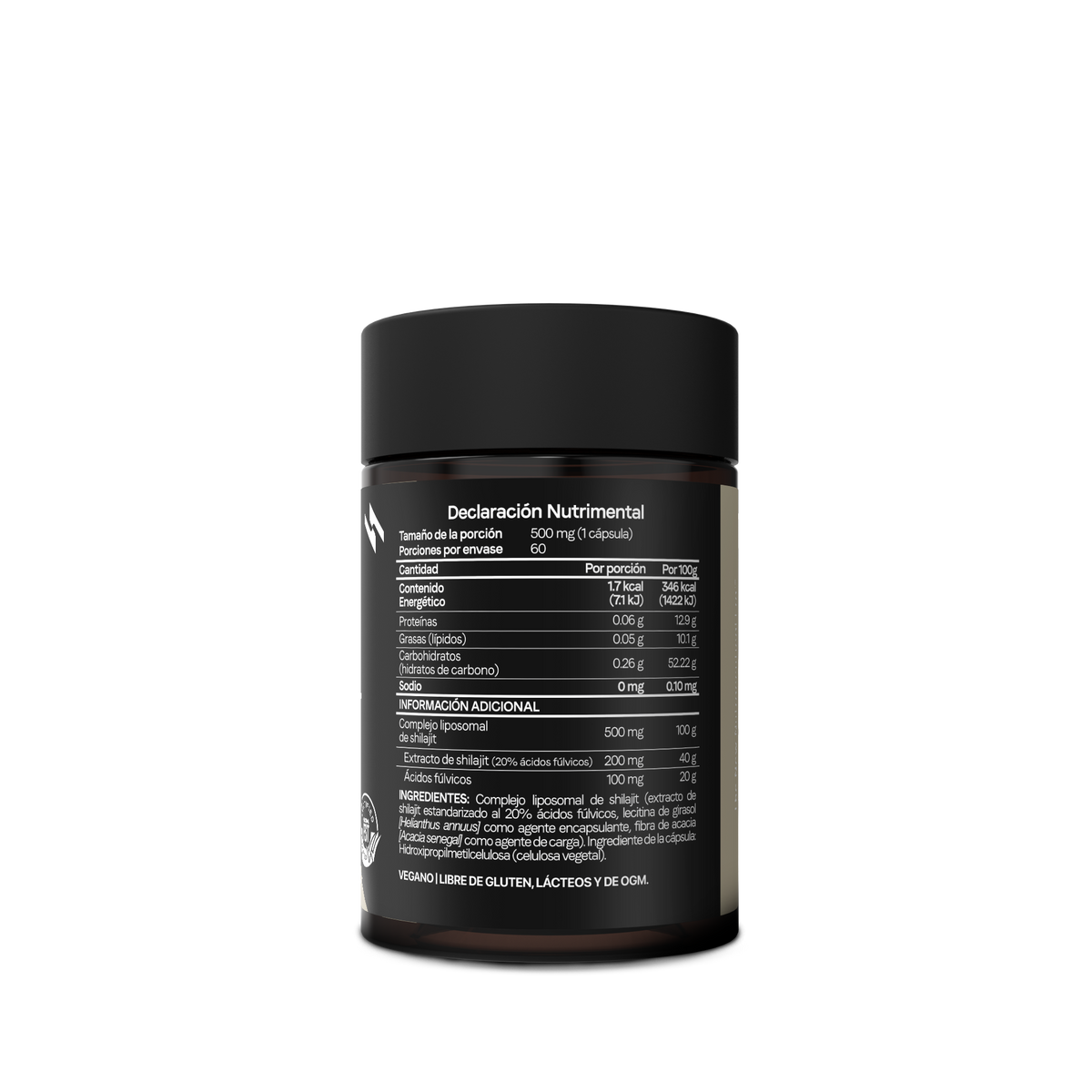 Shilajit Liposomal 500 mg | Ácido Fúlvico y Minerales Iónicos | Certificado FST | Adaptógeno Himalayo | 60 Cápsulas | 2 Meses