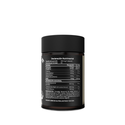 Shilajit Liposomal 500 mg | Ácido Fúlvico y Minerales Iónicos | Certificado FST | Adaptógeno Himalayo | 60 Cápsulas | 2 Meses