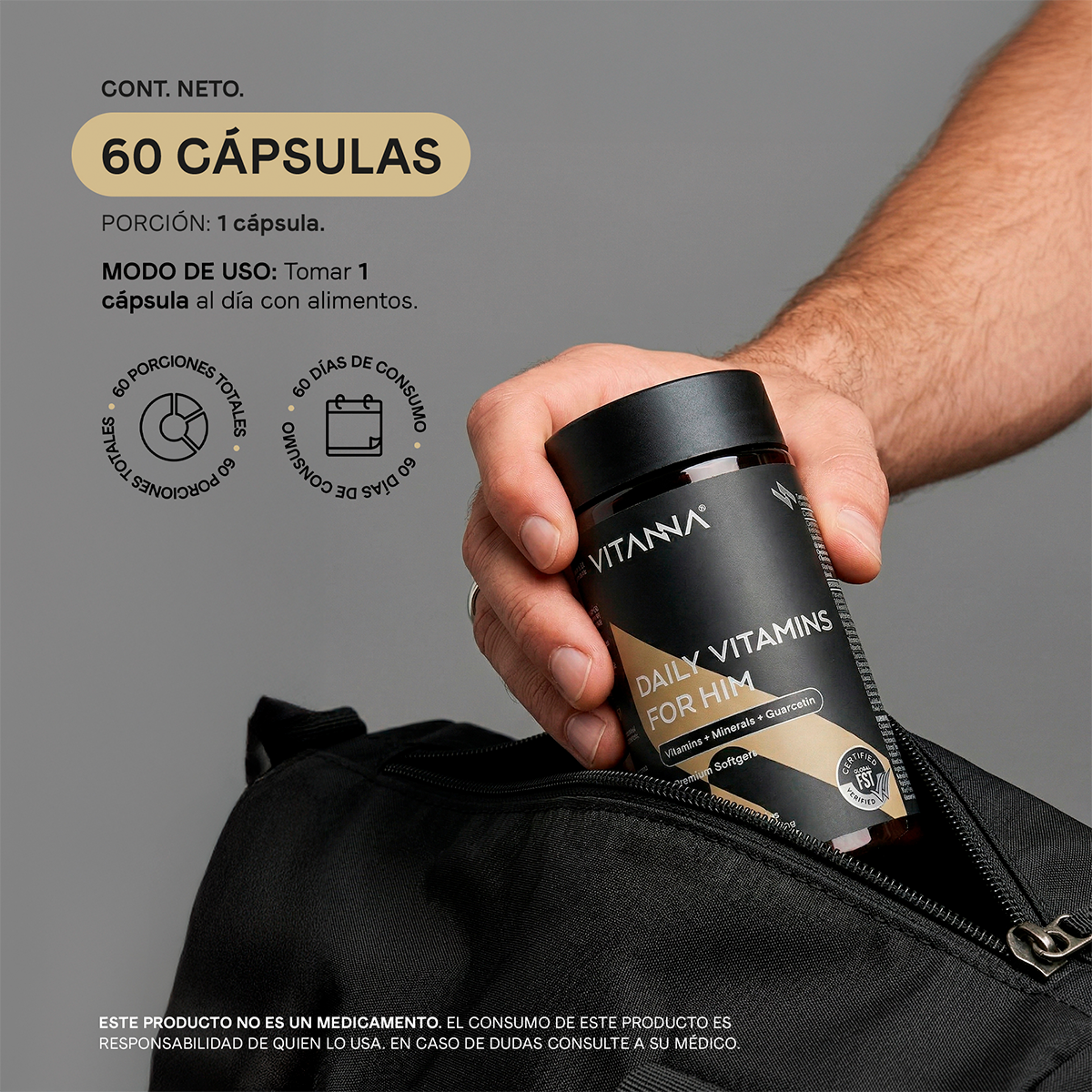 Multivitamínico para Hombre en Softgel con Vitaminas A, Complejo B, C, D3 y Minerales