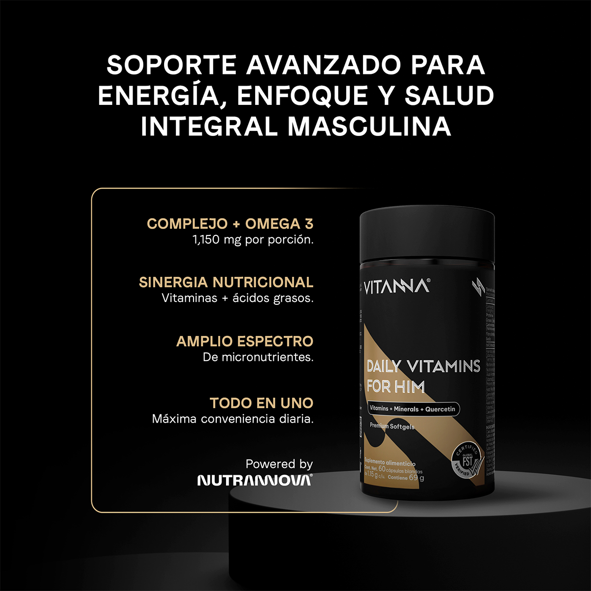 Multivitamínico para Hombre en Softgel con Vitaminas A, Complejo B, C, D3 y Minerales