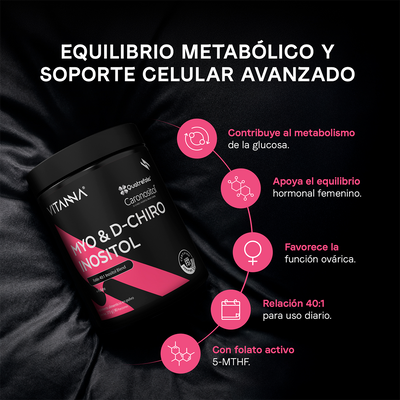 Inositol en Polvo Vitanna - Beneficios folato 5-MTHF y alta biodisponibilidad