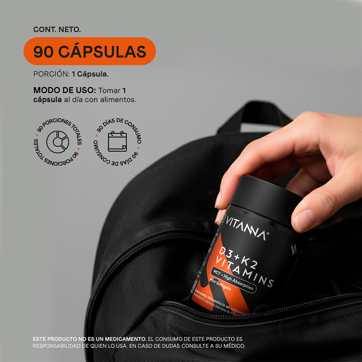 Vitamina D3 más K2 con MCT Oil