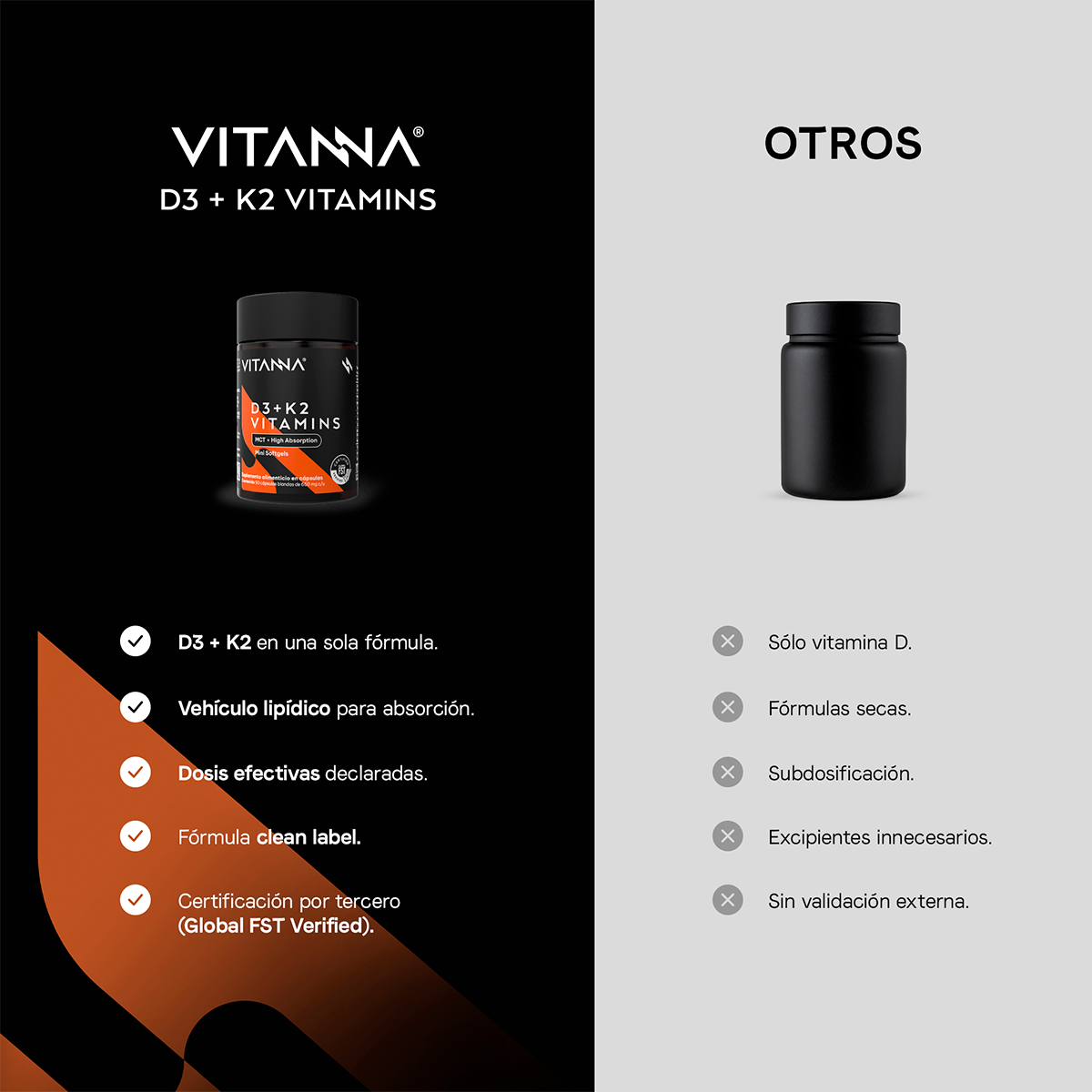 Vitamina D3 más K2 con MCT Oil