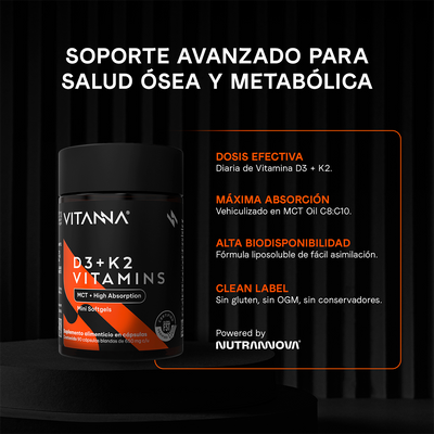 Vitamina D3 más K2 con MCT Oil