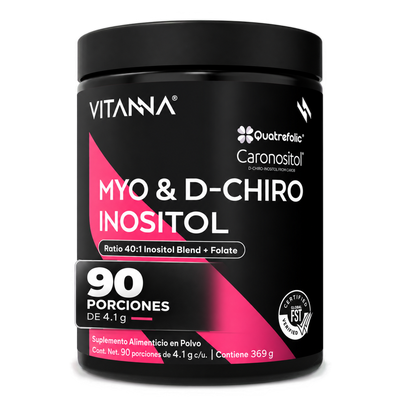 Inositol en Polvo 40:1 Myo-Inositol y D-Chiro | Caronositol® y Quatrefolic® Folato 5-MTHF |Bienestar Femenino | Vegano | 90 Porciones | 3 Meses | 369 g